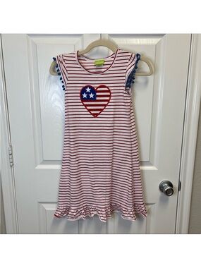 Classic Whimsy Striped Flag themed Dress. Girls Sz 8